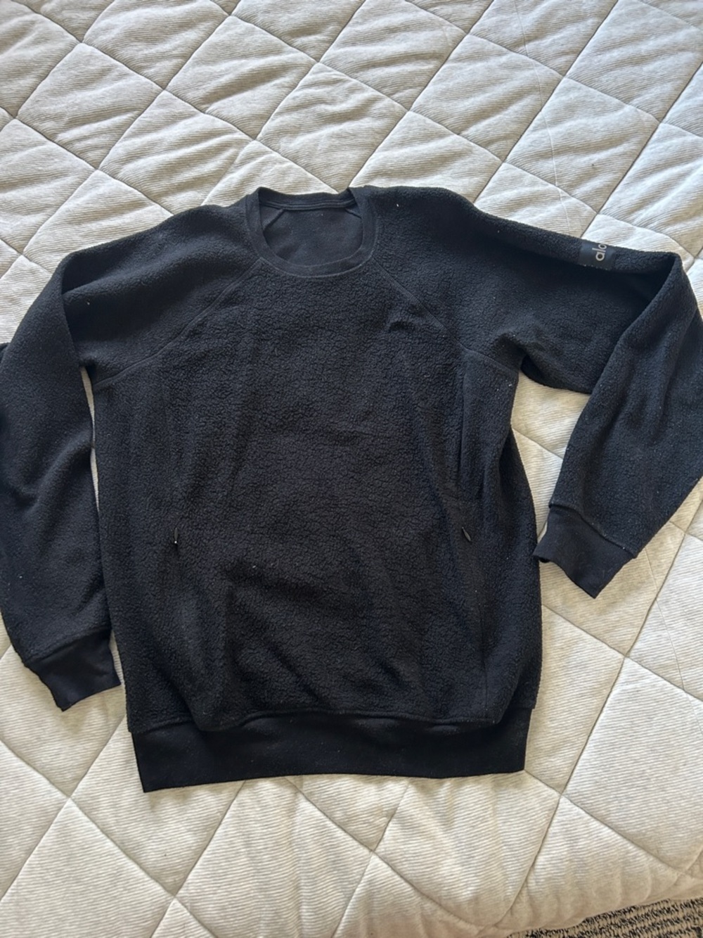 Men's Alo Black Fleece Crewneck Sweater